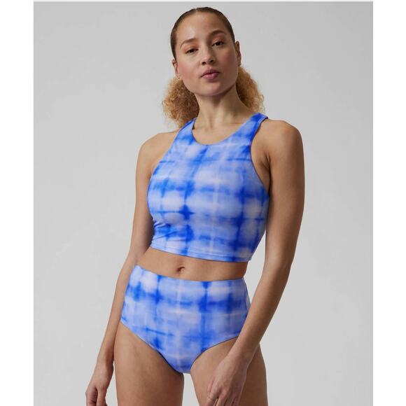 NWT Athleta Conscious Crop bikini swim top - MEDIUM D/DD - bali blue - MED D/DD - Picture 1 of 3